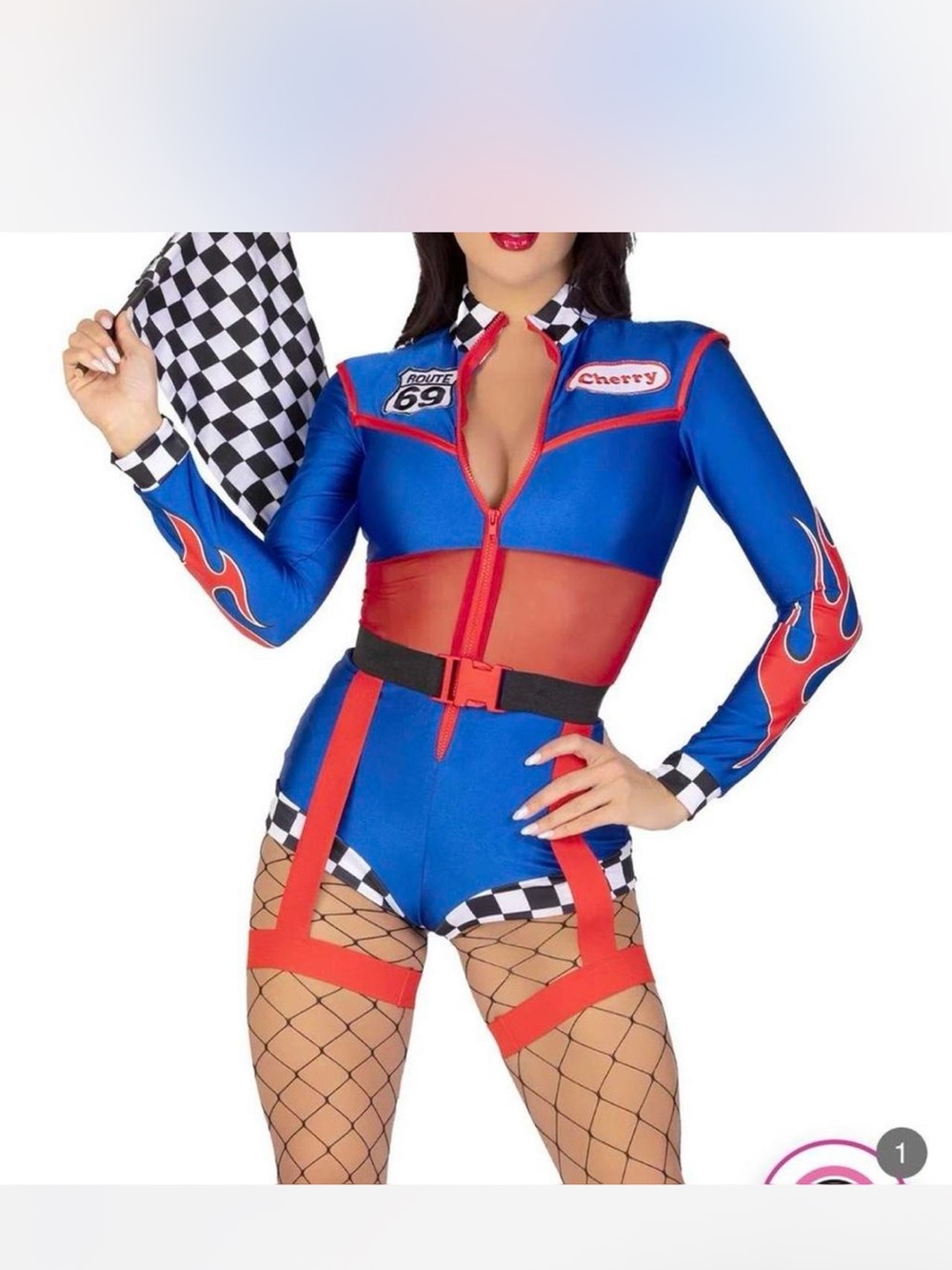 Cherry Racer Women's Blue and Red Racing Costume